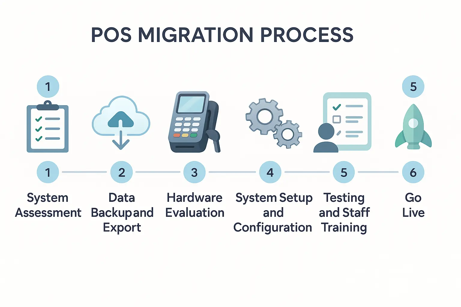 Timeline of the steps in the POS Migration Process